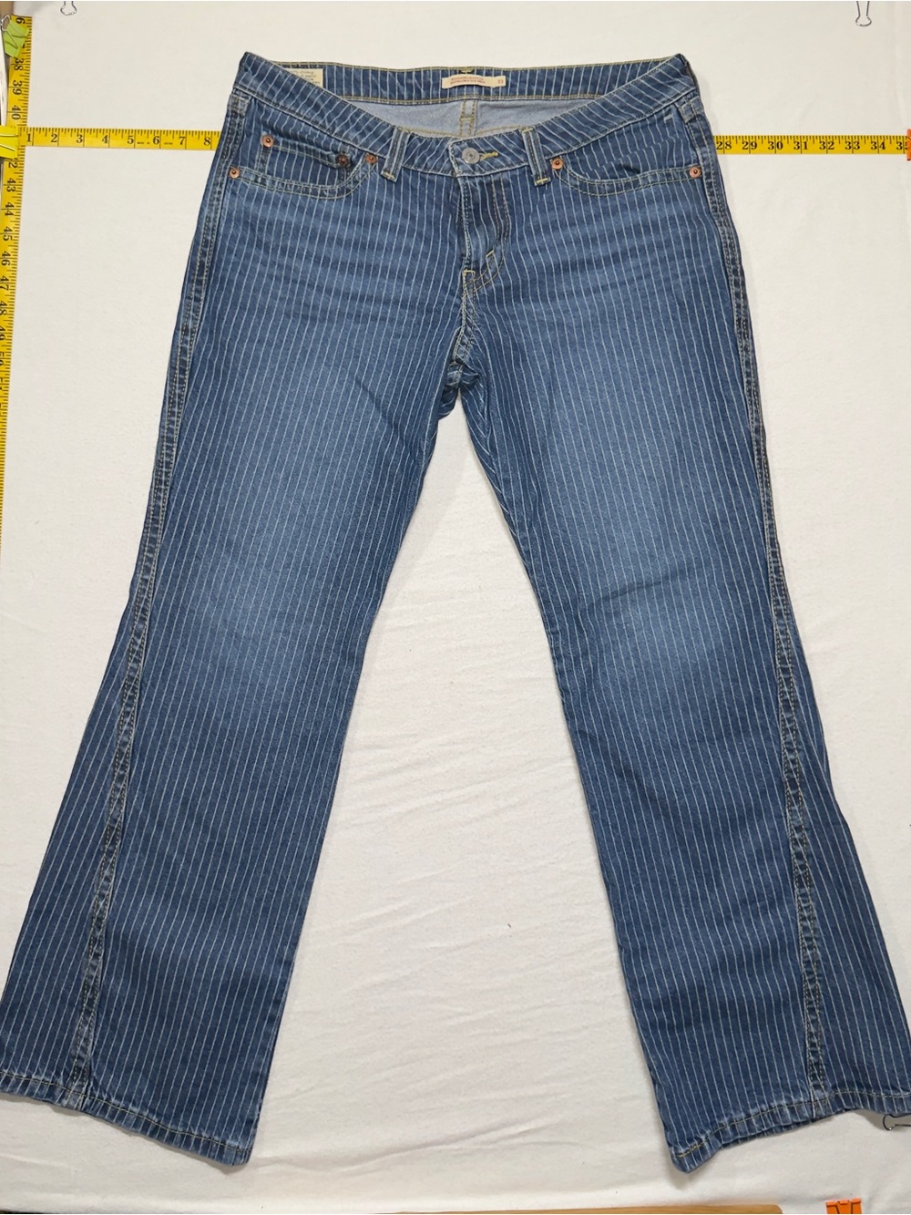 Leviโs Blue Pinstripe Jeans - Classic bootcut Leg